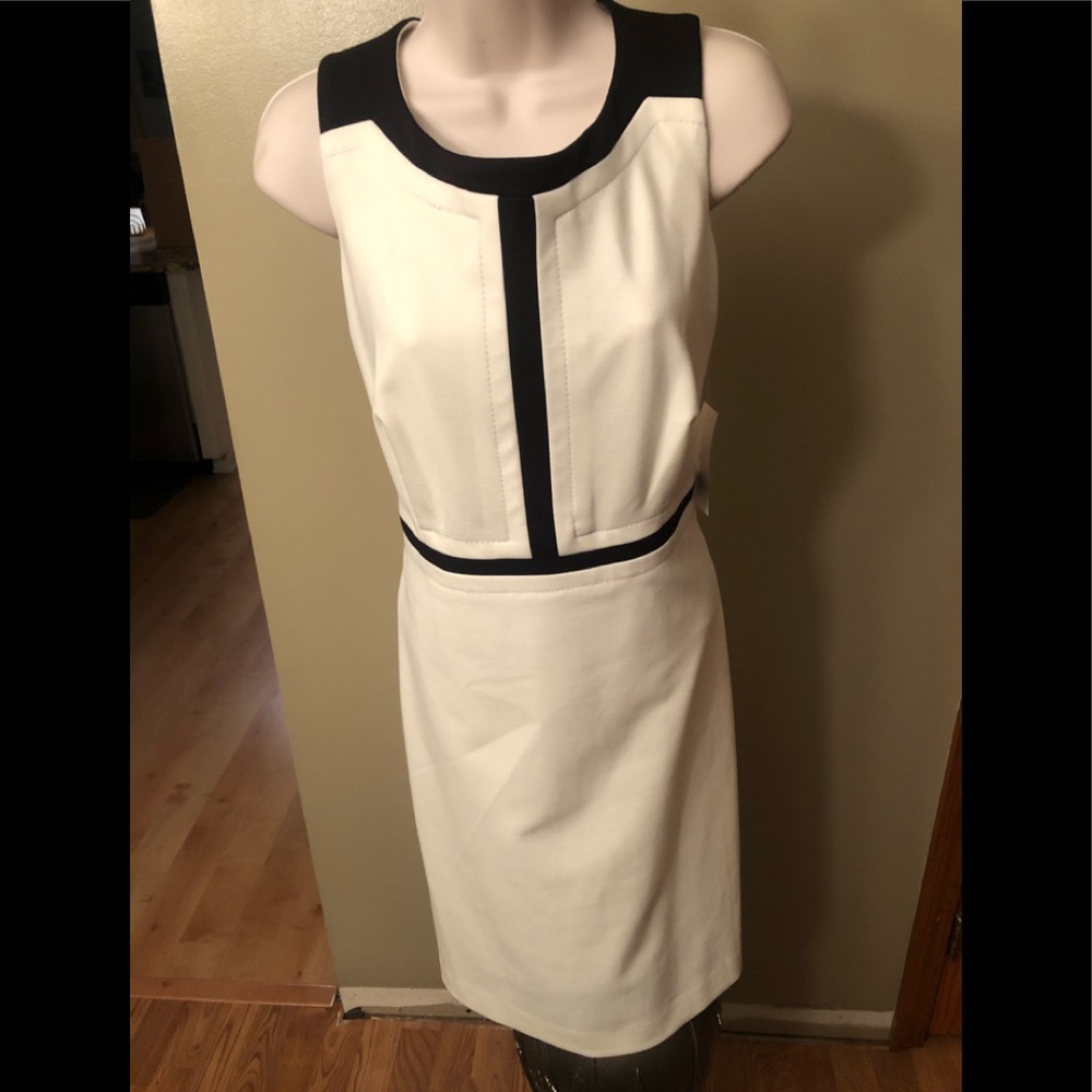 NWT Charter Club Ivory & Black Fitted Dress